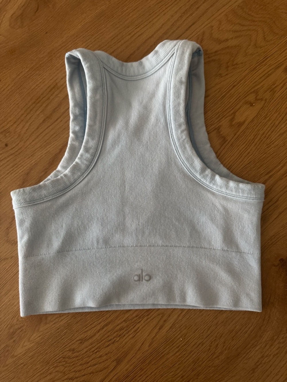 ALO Yoga baby Blue Ribbed Racerback Bralette